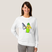 T-shirt Ananas comme coiffeur avec ciseaux et razor (Devant entier)
