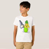T-shirt Ananas comme coiffeur avec ciseaux et razor (Devant entier)