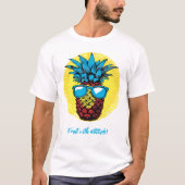 T-shirt Ananas dans le style pop art en lunettes bleues (Devant)