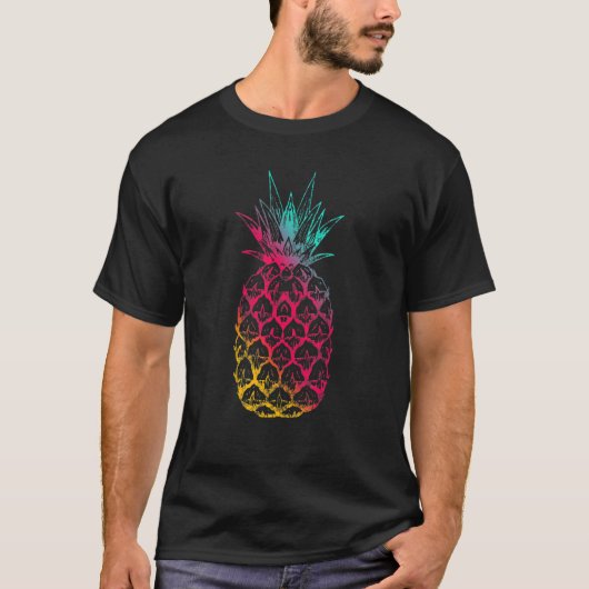 T-shirt Ananas Dans Techno Colours Festival Synthétiseur M (Devant)