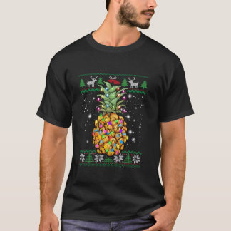 T-shirt Ananas de Noël moche Père Noël éclaire Xmas Pineap