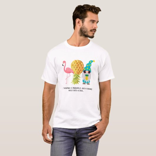 T-shirt Ananas Gnome Flamant rose Plaisanter (Devant entier)
