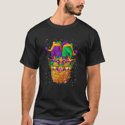 T-shirt Ananas Mardi Gras Carnival Masque Jester Mask Funn (Devant)