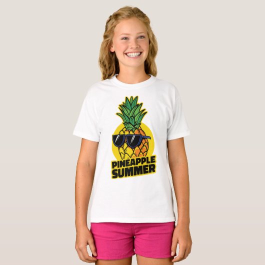 T-shirt Ananas soleil : Vibes d'été avec lunettes de solei (Devant entier)