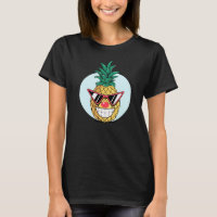 Ananas souriant portant lunettes de soleil et nez