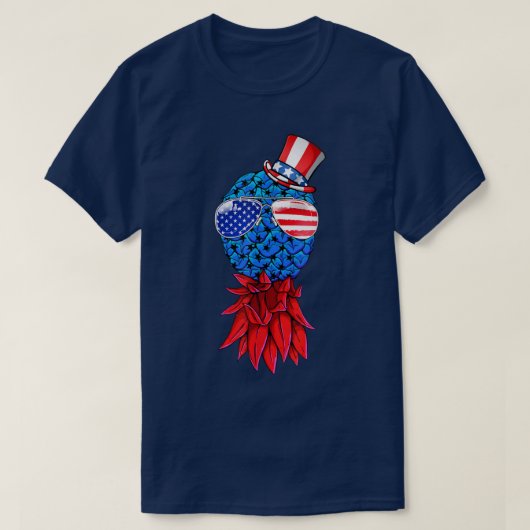 T-shirt Ananas Upside Down American Flag Lunettes de solei (Design devant)