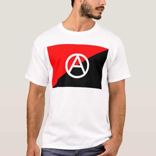 T-shirt Anarchie noire et blanche rouge de drapeau (Devant)