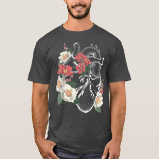 T-shirt Anatomical Heart and Flowers Anatomy Heart Cute Ca