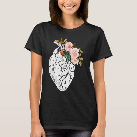 T-shirt Anatomical Heart Flowers Cardiologist Surgeon Surv (Devant)
