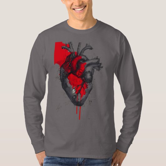 T-shirt Anatomical Heart Trash Polka Art Long Sleeve (Devant)