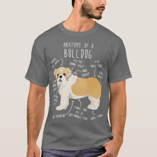 T-shirt Anatomie anglaise de Bulldog Fawn et White Dog