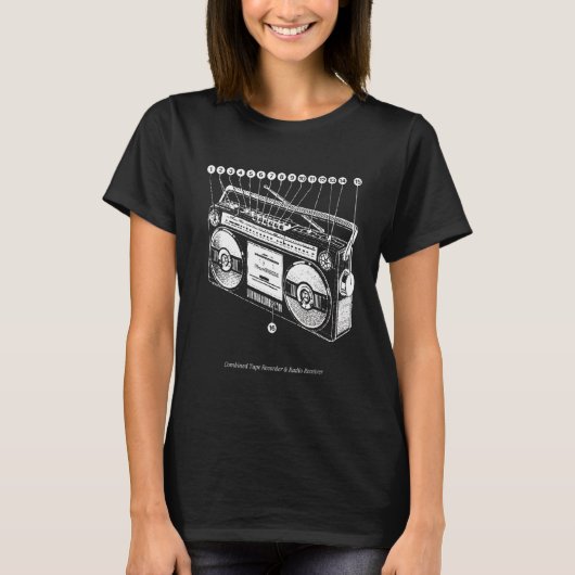 T-shirt Anatomie de Boombox Retro 80s 90s Ghetto Blaster H (Devant)