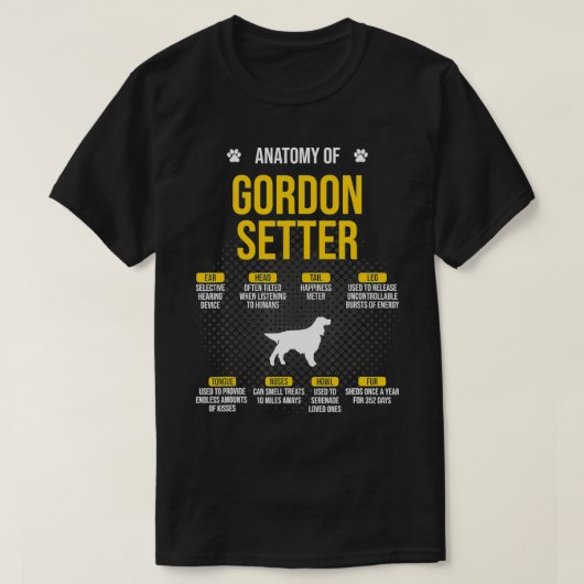 T-shirt Anatomie De Gordon Setter Amoureux des chiens (Design devant)