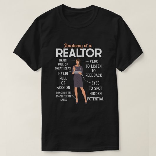 T-shirt Anatomie De L'Agent Immobilier Realtor D'Une Coupe (Design devant)