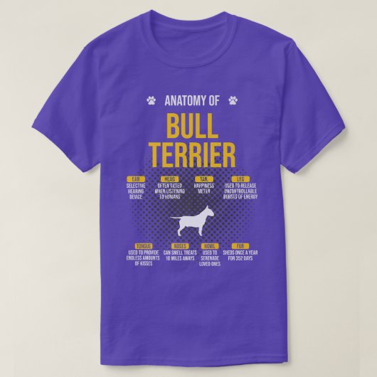 T-shirt Anatomie de l'amant du Bull Terrier  (Design devant)