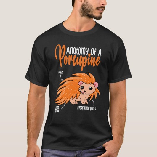 T-shirt anatomie de Porcupine mignonne pour Porcupine (Devant)