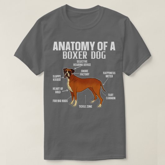 T-shirt Anatomie des femmes d'un chien de boxe Drôle Drôle (Design devant)