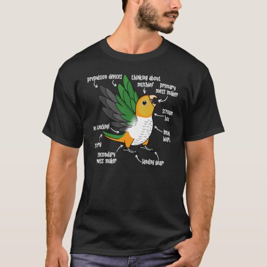 T-shirt Anatomie des perroquets I Blanc ventre Caique (Devant)