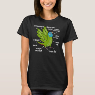 T-shirt Anatomie des perroquets I Bleu couronné Conure