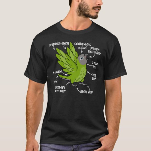 T-shirt Anatomie des perroquets I Dusky dirigé Conure (Devant)