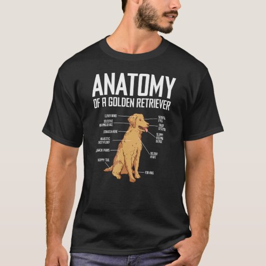 T-shirt Anatomie Drôle D'Un Amoureux des chiens De Golden (Devant)