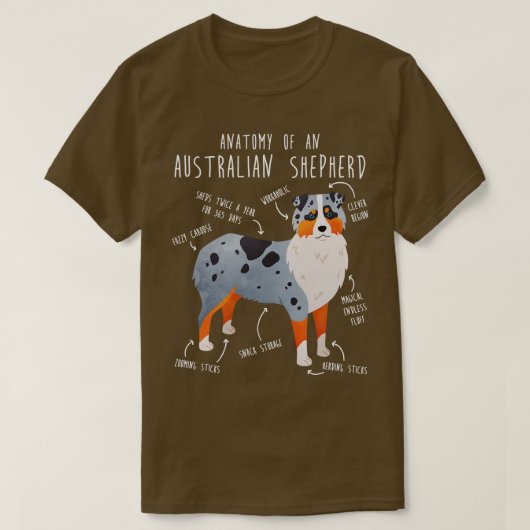 T-shirt Anatomie du berger australien australien australie (Design devant)