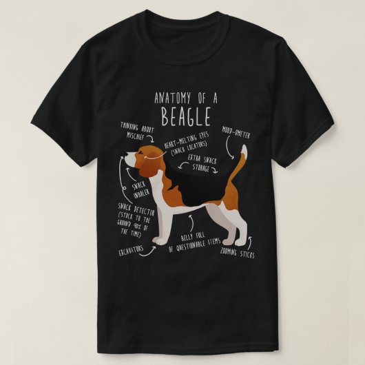 T-shirt Anatomie du chien beagle 1 (Design devant)