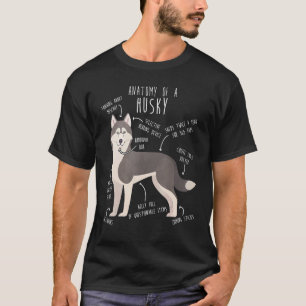 T-shirt Anatomie du chien Husky sibérien Gris Grise Maman 