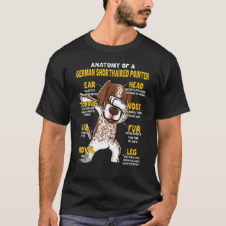 T-shirt Anatomie Du Chien Pointeur Allemand À Pois Court