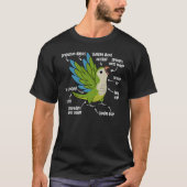 T-shirt Anatomie du perroquet I Verte Moine Parakeet Quake (Devant)