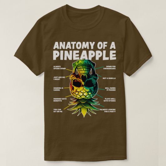 T-shirt Anatomie d'un ananas à l'envers du coupage d'anana (Design devant)