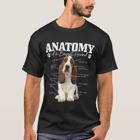T-shirt Anatomie D'Un Basset Hound Mignonne Chien Basset M (Devant)
