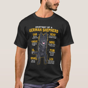 T-shirt Anatomie D'Un Berger Allemand Noir Pour Chien