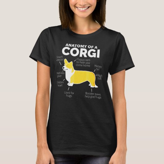 T-shirt Anatomie d'un chien Corgi (Devant)