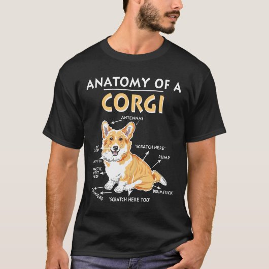T-shirt Anatomie d'un chien Corgi (Devant)