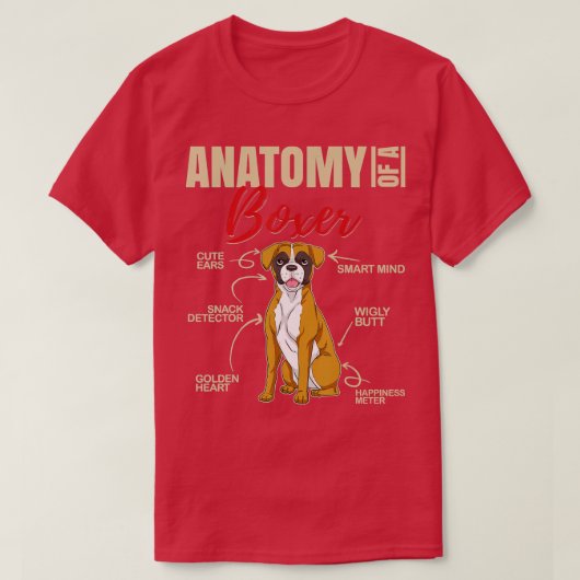 T-shirt Anatomie d'un chien de boxe amusant (Design devant)