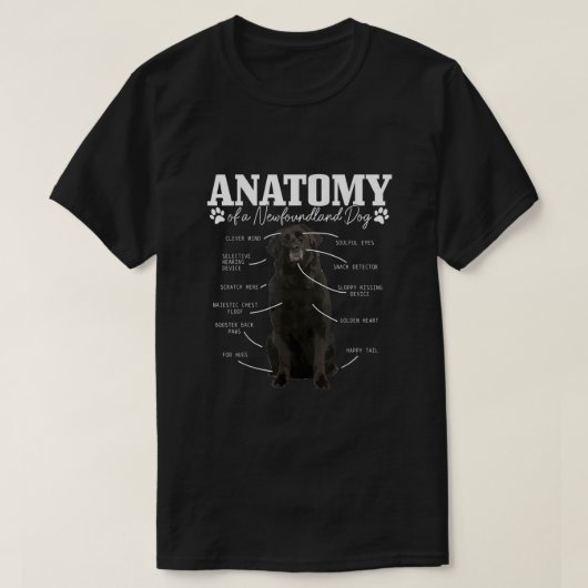 T-shirt Anatomie D'Un Chien De Terre-Neuve Drôle Mignonne  (Design devant)