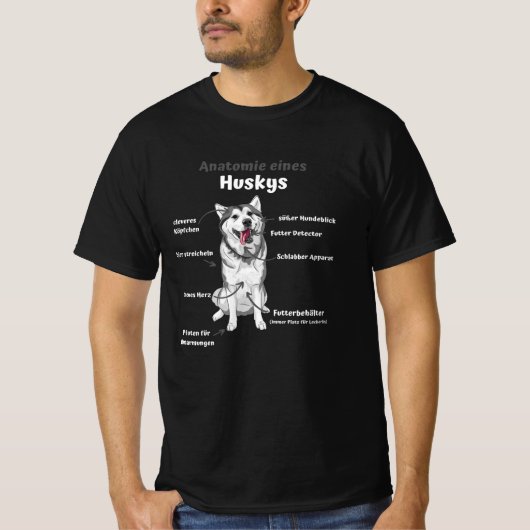 T-shirt Anatomie D'Un Chien Mignonne Husky Chiens Drôle Ch (Devant)
