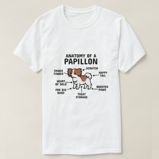 T-shirt Anatomie D'Un Chien Papillon 2 (Design devant)