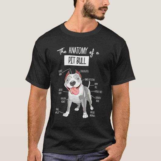 T-shirt Anatomie d'un chien Pitbull (Devant)