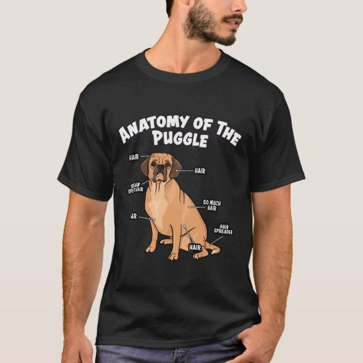T-shirt Anatomie d'un chien Puggle (Devant)