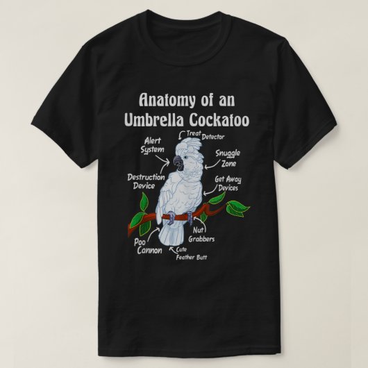 T-shirt Anatomie d'un Cockatoo à parapluie (Design devant)