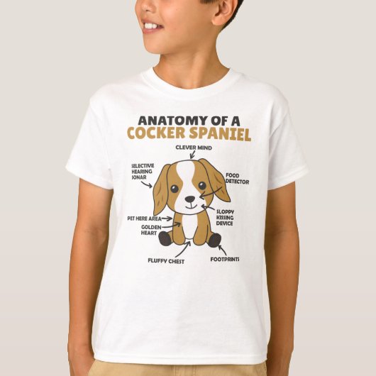 T-shirt Anatomie D'Un Cocker Spaniel Cute Chiens Chiot (Devant)