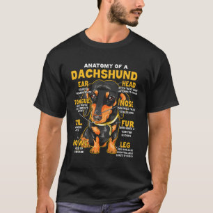 T-shirt Anatomie d'un dachshund pour chien saucisse