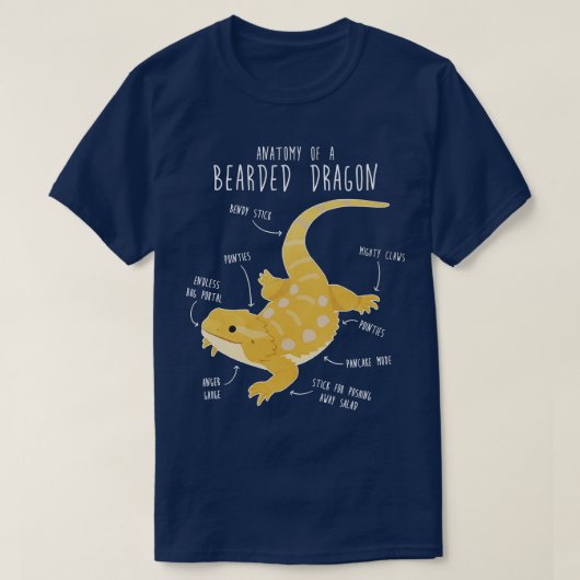 T-shirt Anatomie d'un dragon barbu (Design devant)