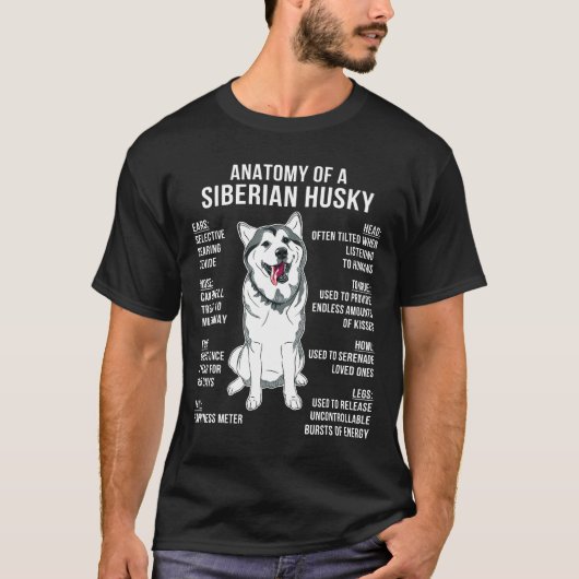 T-shirt Anatomie D'Un Husky Sibérien Dons Amusants Chien L (Devant)