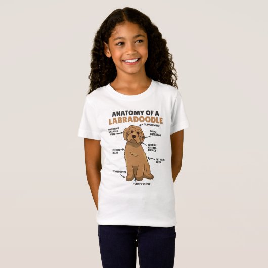 T-Shirt Anatomie D'Un Labradoodle Cute Canine Chiot (Devant entier)