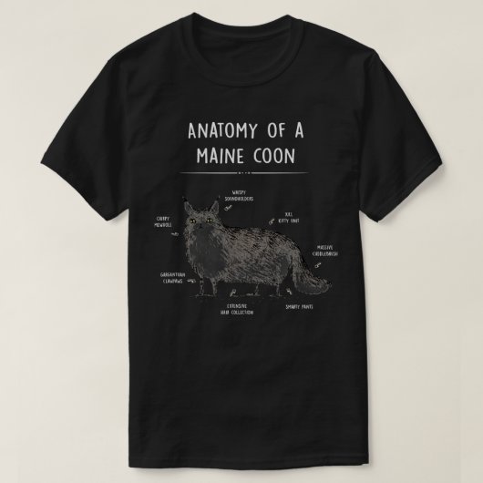 T-shirt Anatomie D'Un Maine Coon Drôle Chat Humour Cadeau (Design devant)
