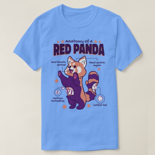 T-shirt Anatomie D'Un Panda Rouge 1 (Design devant)