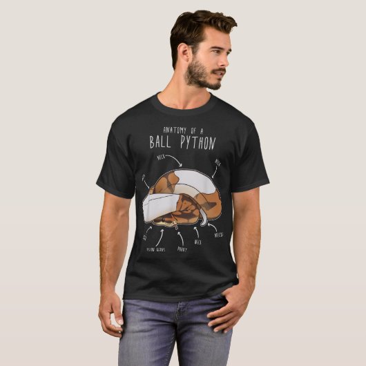 T-shirt Anatomie d'un Piebald Ball Python, Funny Reptile S (Devant entier)